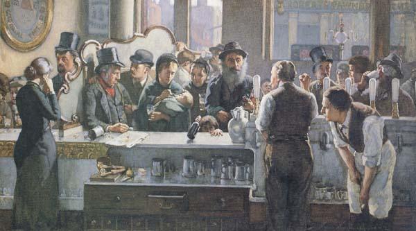 john henry henshall,RWS Behind the Bar (mk46) china oil painting image